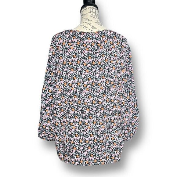 Knox Rose XXL Floral Boho Peasant Blouse Long Sleeve Tunic Top Flowy Cottagecore - Picture 5 of 7